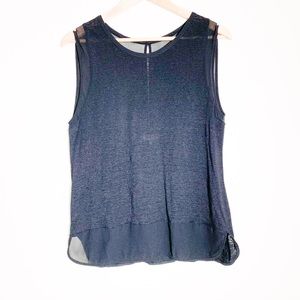 Madewell linen sheer tank- black